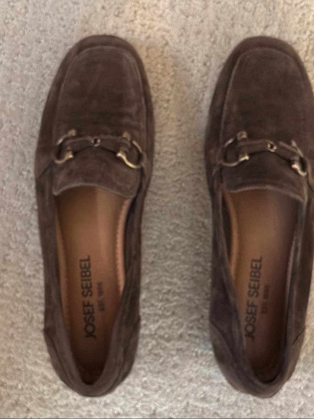 Josef Seibel Men's Dark Brown Suede Loafers with Metal Bit